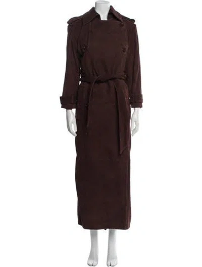 Pre-owned Helsa Suede Trench Coat In Brown