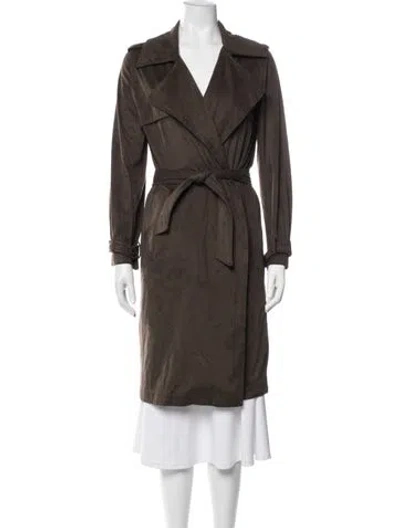 Pre-owned Helsa Suede Trench Coat In Brown
