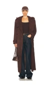 Helsa Suede Trench Coat In Saddle 브라운