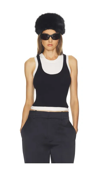 Helsa Tai Layered Knit Tank In Black