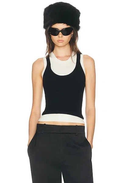 Helsa Tai Layered Knit Tank In Black