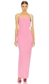 Helsa Tech Gabardine Long Strapless Maxi Dress In Very Pink In Very Pink