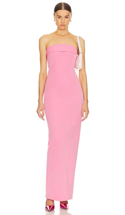 Helsa Tech Gabardine Long Strapless Dress In Very Pink