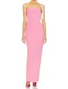 Helsa Tech Gabardine Long Strapless Maxi Dress In Very Pink In Pink
