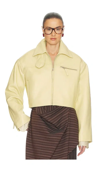 Helsa The 90s Leather Jacket In Yellow