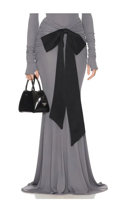 Helsa The Althea Jersey Skirt With Bow In Graphite