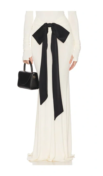 Helsa The Althea Jersey Skirt With Bow In Swiss Cream