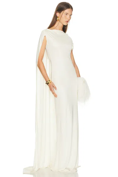Helsa The Alva Caped Jersey Dress In White