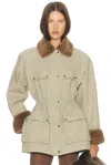 Helsa The Balmoral Jacket With Faux Fur Trim In Brown