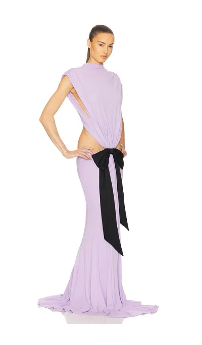 Helsa The Constantina Jersey Dress With Bow In Amethyst
