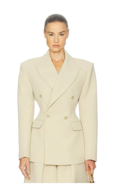 Helsa The Double Breasted S Curve Jacket In Neutral