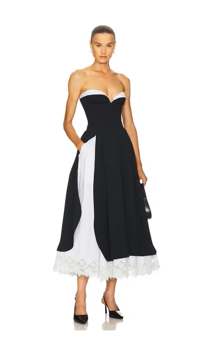 HELSA THE FINALE MIDI DRESS WITH LACE & POPLIN