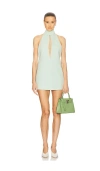 Helsa The Heavy Crepe Halter Dress In 灰绿色