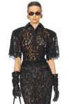 Helsa The Lace Shirt With Shoulder Pad In Black