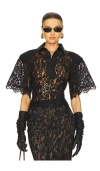 Helsa The Lace Shirt With Shoulder Pad In Black