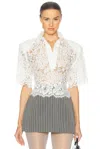 Helsa The Lace Shirt With Shoulder Pad In White