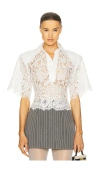 Helsa The Lace Shirt With Shoulder Pad In White