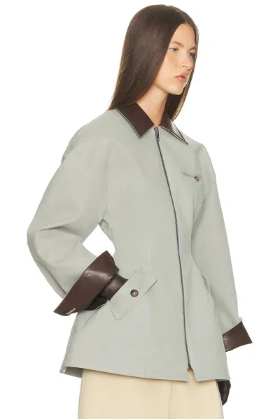 Helsa The Lady Hunting Jacket With Faux Leather Collar In Gray