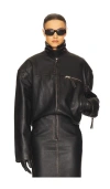 Helsa The Leather Oversized Moto Jacket In Black