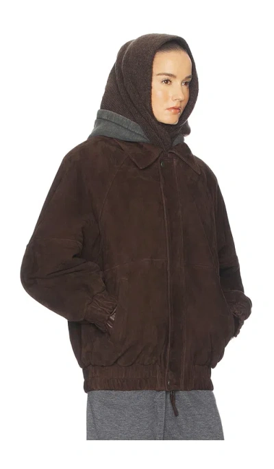 Helsa The Oversized Suede Bomber In Brown
