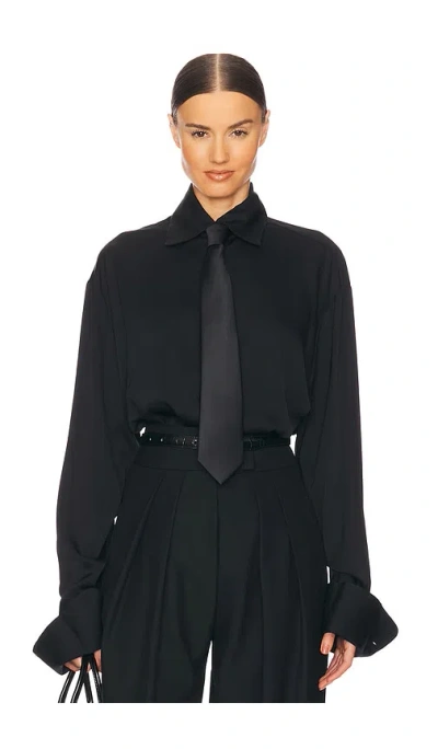 Helsa The Relaxed Silk Shirt In Black