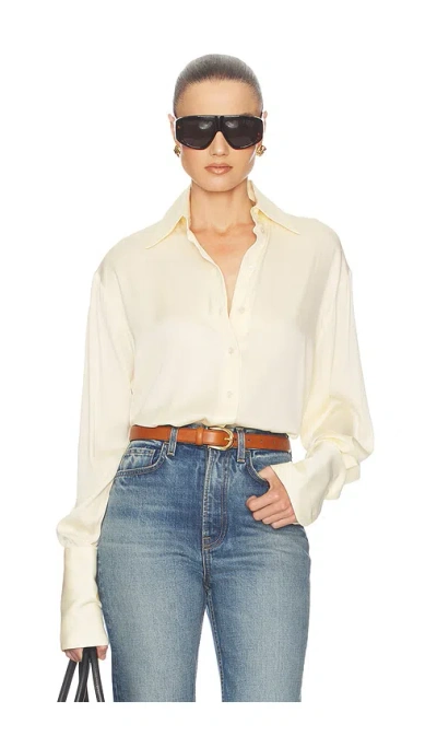 Helsa The Relaxed Silk Shirt In Neutral