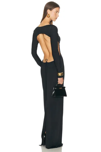 Helsa The Ruched Open Back Jersey Dress In Black