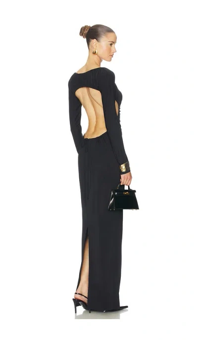 Helsa The Ruched Open Back Jersey Dress In Black