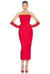 Helsa The S Curve Dress With Bow In Lipstick Red