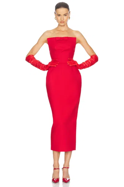 Helsa The S Curve Dress With Bow In Lipstick Red