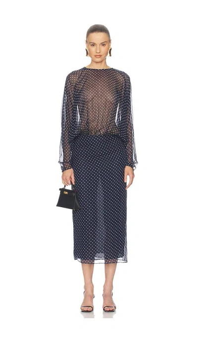 Helsa The Sabrina Midi Dress In Blue