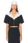 Helsa The Sailor Shirt With Lace Collar In Black
