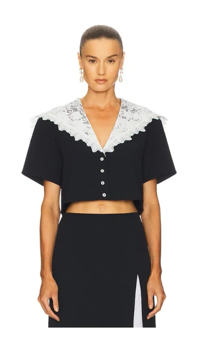 Helsa The Sailor Shirt With Lace Collar In Black