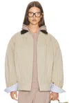 Helsa The Shirred Bomber Jacket With Corduroy Collar In Brown