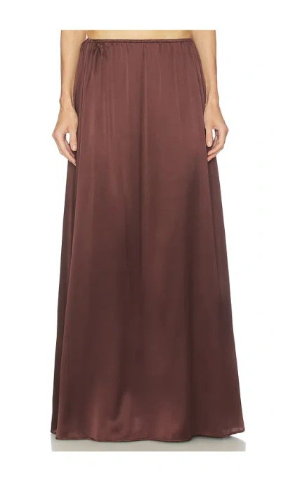 Helsa The Silk Charmeuse Maxi Skirt In Brown