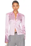 Helsa The Silk Charmeuse Shirt In Pink