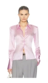 Helsa The Silk Charmeuse Shirt In Pink