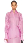 Helsa The Silk Gazar Shirt In Pink