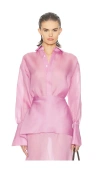Helsa The Silk Gazar Shirt In Pink