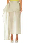 Helsa The Silk Gazar Skirt With Drape In Gray
