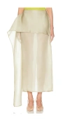Helsa The Silk Gazar Skirt With Drape In Gray