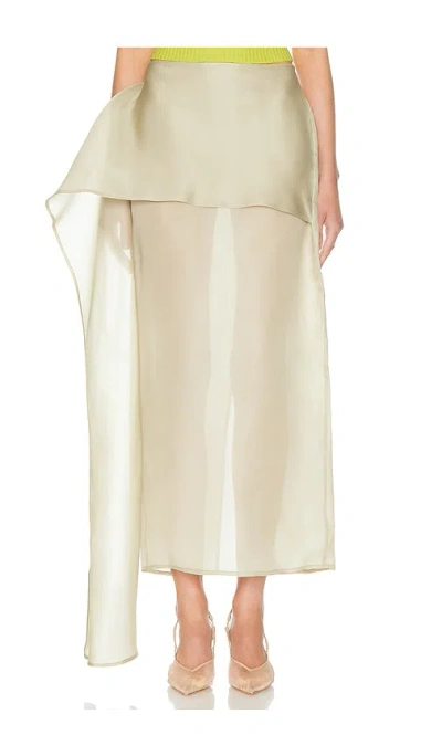 Helsa The Silk Gazar Skirt With Drape In Gray