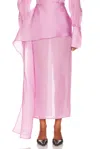 Helsa The Silk Gazar Skirt With Drape In Pink