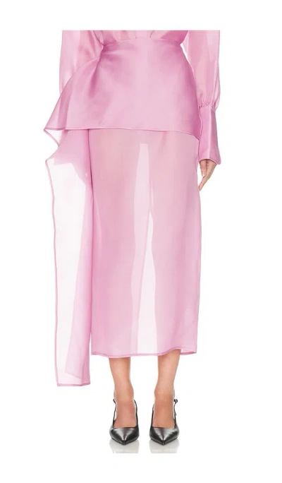 Helsa The Silk Gazar Skirt With Drape In Pink
