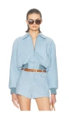 Helsa The Suede Zip Bomber In Blue