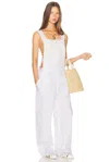 Helsa The Summer Overalls With Vintage Swiss Embroidery In White