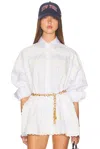 Helsa The Summer Overshirt With Vintage Swiss Embroidery In White