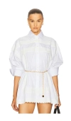 Helsa The Summer Overshirt With Vintage Swiss Embroidery In White