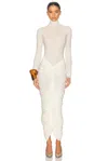 Helsa The Super Sheer Ruched Dress In Sheer Ivory