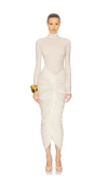 Helsa The Super Sheer Ruched Dress In Sheer Ivory